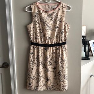 LOFT Pink and Black Floral Dress